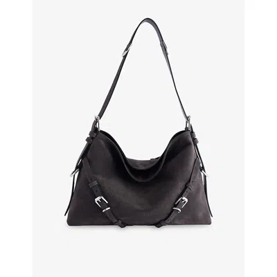 Givenchy Womens  Voyou Medium Suede Shoulder Bag In Gray