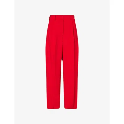 Givenchy Womens Dark Red Double-pleated Crepe-woven Trousers