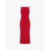 Givenchy Womens Dark Red Square-neck Satin-crepe Midi Dress In Red