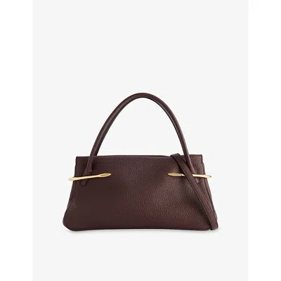 Givenchy Womens Ebony Brown Gold Pinch Medium Leather Top Handle Bag In Burgundy