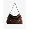 Givenchy Womens Ebony Brown Silver Voyou Medium Suede Shoulder Bag In Brown