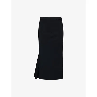 Givenchy Womens Black Flared Mid-waist Woven Midi Skirt