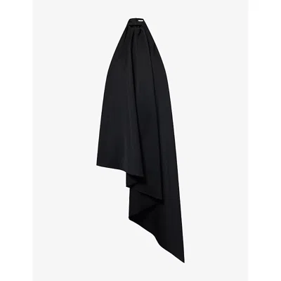 Givenchy Womens Black Asymmetric Halterneck Wool Midi Dress