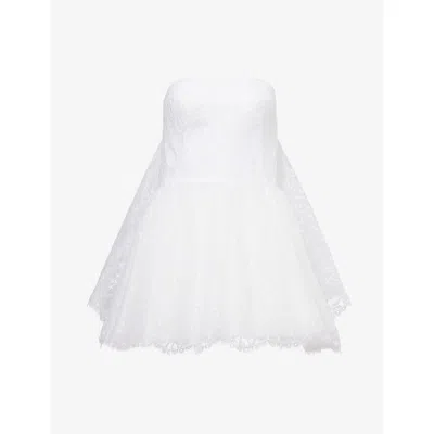 Givenchy Womens Cape Strapless Lace Mini Dress White