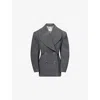 Givenchy Womens Slate Blend Double-breasted Notch-lapels Wool And Silk Coat In Gray