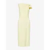 Givenchy Womens Draped Woven Midi Dress Butter In Yellow