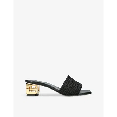 Givenchy Womens  G Cube Monogram-print Canvas Mules In Black