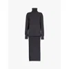 Givenchy Womens Charcoal High-neck Extended-hem Wool-blend Jumper In Charcoal