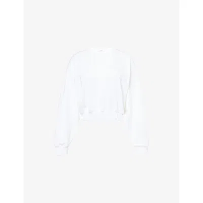 Givenchy Womens White Logo-patch Cropped Cotton-jersey Sweatshirt Xl