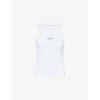 Givenchy White Sleeveless Top With Logo Lettering On The Front In Cotton Stretch Woman In White