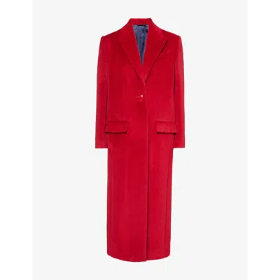 Givenchy Womens Red Cherry Peak-lapel Brushed-texture Alpaca And Wool Coat