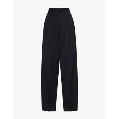 Givenchy Womens  Pleated Wide-leg Wool Trousers In Black