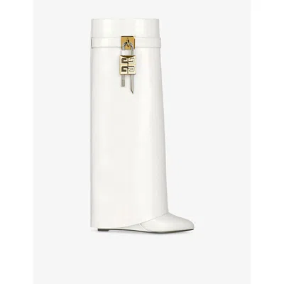 Givenchy Womens White Shark Lock Leather Heeled Boots Eur 39 / 6 Uk