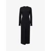 Givenchy Womens Black Side-slit Long-sleeve Cashmere Midi Jumper Dress In Black