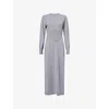 Givenchy Womens Medium Grey Side-slit Long-sleeve Cashmere Midi Jumper Dress Xs In Gray