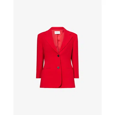 Givenchy Womens Dark Red Single-breasted Woven Blazer
