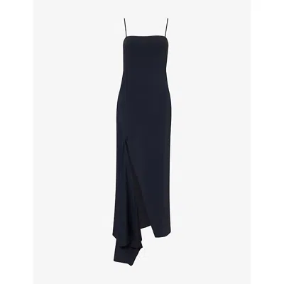 Givenchy Womens  Slit Draped Crepe Maxi Dress In Black