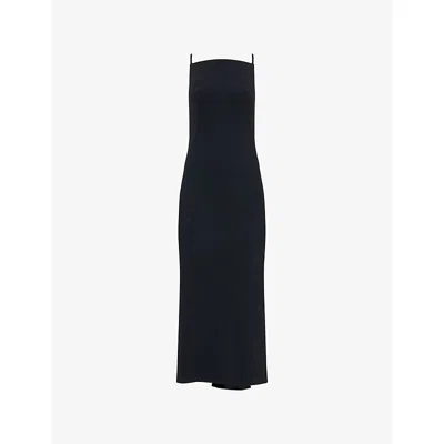 Givenchy Womens Square-neck Sleeveless Crepe-cady Midi Dress Black