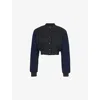 Givenchy Boucle-sleeves Crop Varsity Jacket In Charcoal