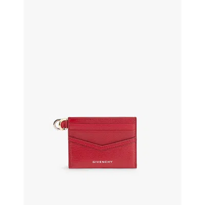 Givenchy Womens 640-vermillon Voyou Brand-print Leather Card Holder