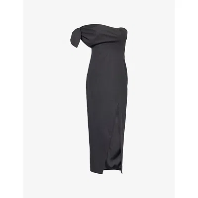 Givenchy Womens Grey Mix Bustier Wool Midi Dress In Gray