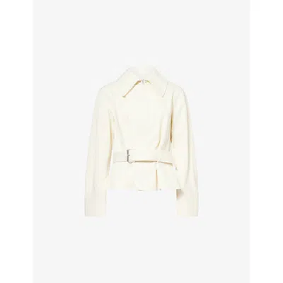 Givenchy Womens Ivory Belted Cotton-wool Jacket In White