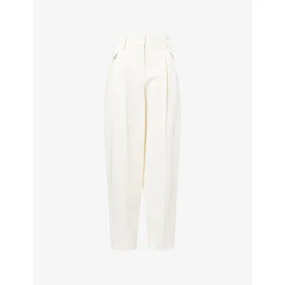 Givenchy Womens  Pleated Tapered-leg Cotton And Wool-garbadine Trousers In White