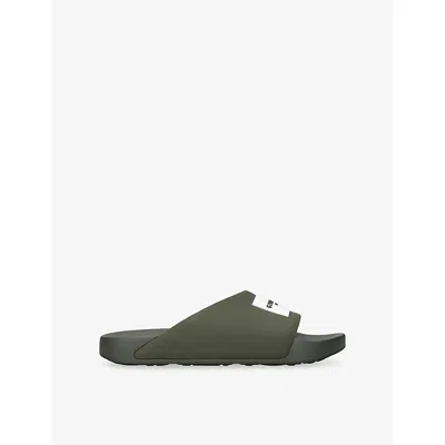 Givenchy Womens Khaki Label Rubber Slides Eur 42 / 8 Uk In Brown