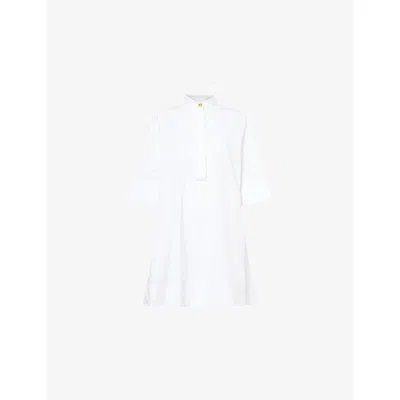 Givenchy Womens White Logo-embroidered Short-sleeve Cotton-poplin Mini Shirt Dress