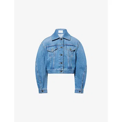 GIVENCHY WOMENS CROPPED DENIM JACKET MEDIUM BLUE