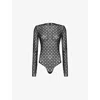 Givenchy Womens Monogram-print Long-sleeves Stretch-woven Body Black Silvery In Black Silvery