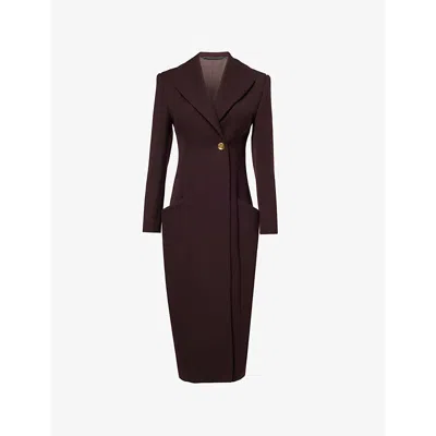 Givenchy Womens Notch-lapel Two-slip-pockets Regular-fit Wool Coat Russet Brown