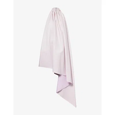 Givenchy Womens Pale Pink Asymmetric Halterneck Leather Maxi Dress