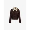 Givenchy Fur Collar Button-up Cardigan In Russet Brown