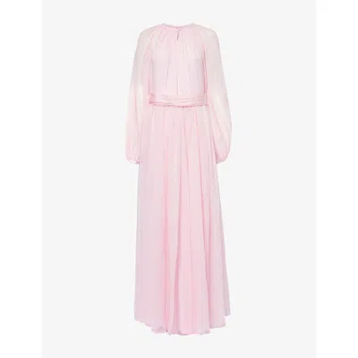 Givenchy Womens Sorbet Pink Balloon Pleated Silk Maxi Dress