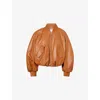 Givenchy Cropped Cocoon Bomber In Nappa Leather In Brown