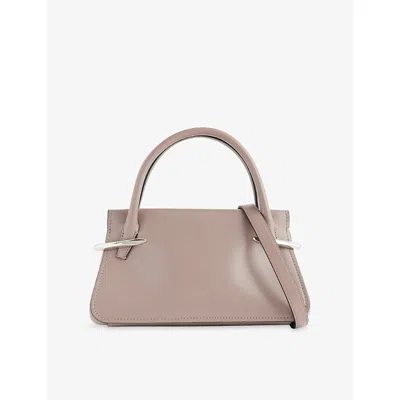 Givenchy Womens Taupe Silver Pinch Mini Leather Top Handle Bag