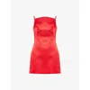 Givenchy Womens Sliced Sleeveless Satin Mini Dress Vermillon In Red