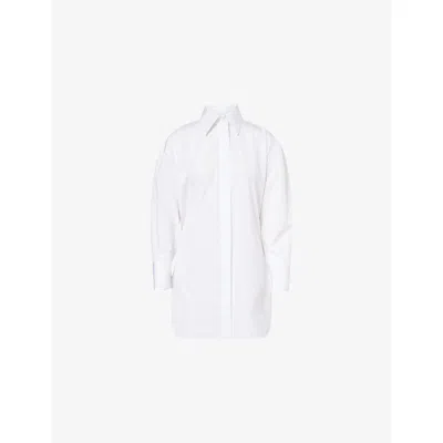 Givenchy Womens White Asymmetric-length Backless Cotton Shirt