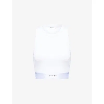 GIVENCHY WOMENS WHITE CROPPED LOGO COTTON-KNIT TOP XS