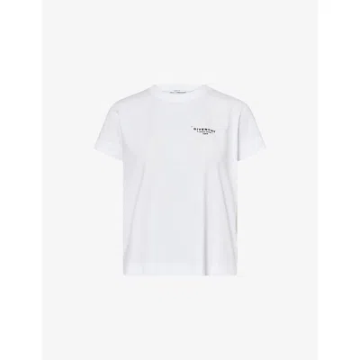 Givenchy Womens White Logo-print Cotton T-shirt