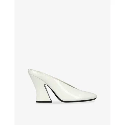 Givenchy Womens White Sculpted Patent Leather Heeled Mules Eur 39 / 6 Uk