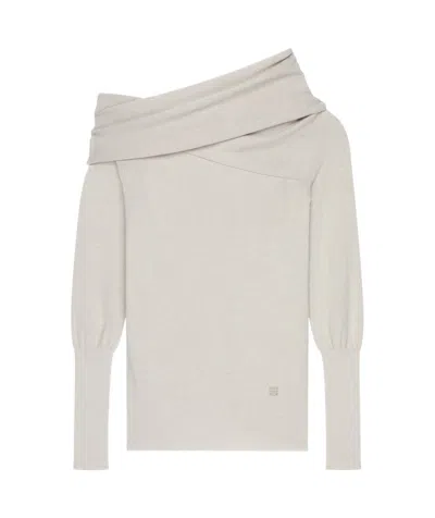 Givenchy Wool And Cashmere Asymmetrical Pendant Sweater In Beige
