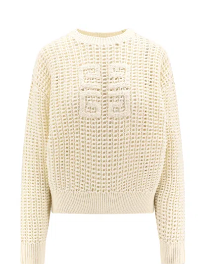 Givenchy White Sweater With 4g Detail In Openwork Knit Woman