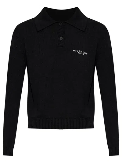 Givenchy Wool And Cashmere Polo Swater In Black