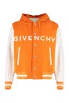 Givenchy Mixed Media Logo Wool Blend Varsity Jacket