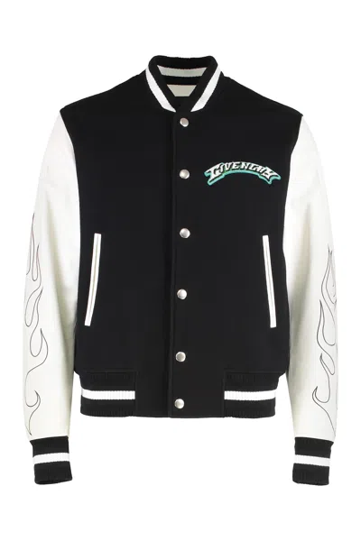 GIVENCHY WOOL AND LEATHER BOMBER JACKET