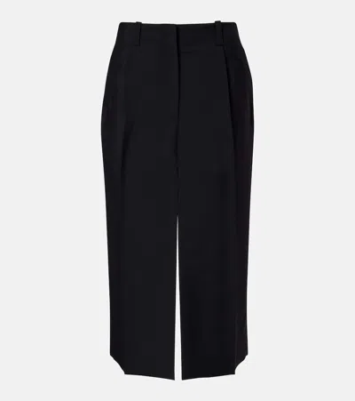 Givenchy Pleated Wool And Mohair-blend Midi Skirt In Black