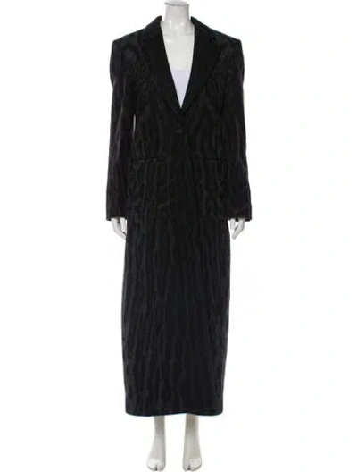 Pre-owned Givenchy Wool Animal Print Faux Fur Coat In Gray