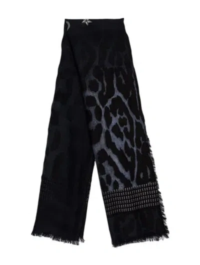 Pre-owned Givenchy Wool Animal Print Scarf In Blue